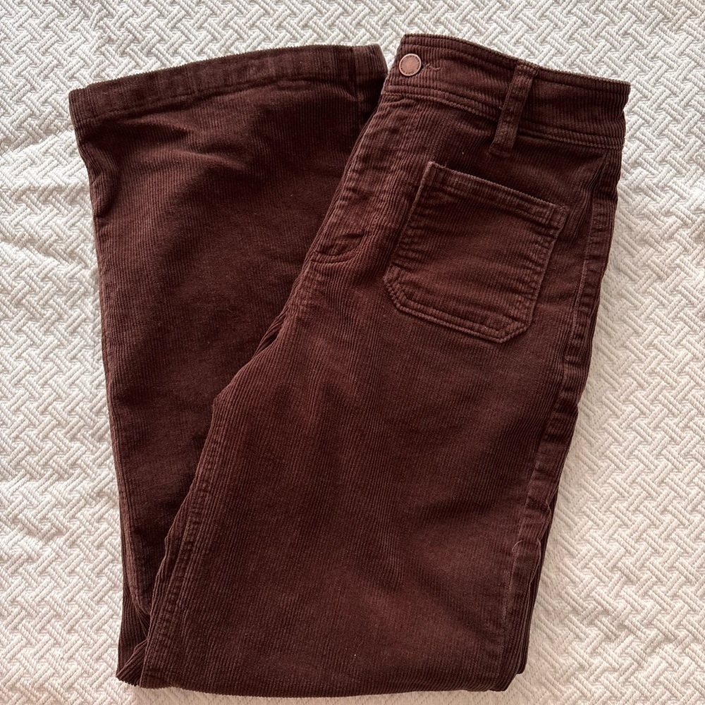 Anthropologie OAT New York Brown Wide Leg Corduroy Pants size 2